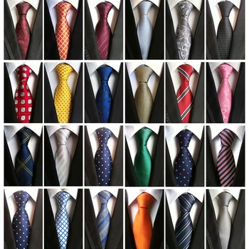 gravatas para homens 63 corbata de lujo para hombre, corbata para boda a rayas rojas, 8 cm, Amarillo, Azul, Jacquard tejido 100% de seda, lazos para cuello de lunares sólidos