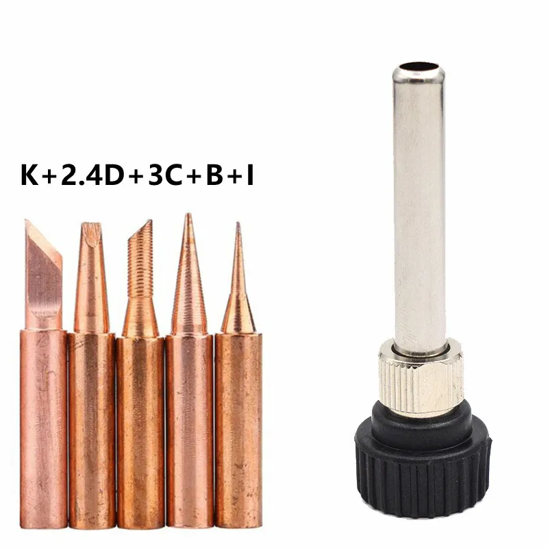 hot air rework station 900M-T Pure Copper Soldering Iron Tip I+B+K+2.4D+3C Inside Hot Bare Lead-free Solder Tips BGA Soldering Tools with 936 Sleeve rework station Welding Equipment