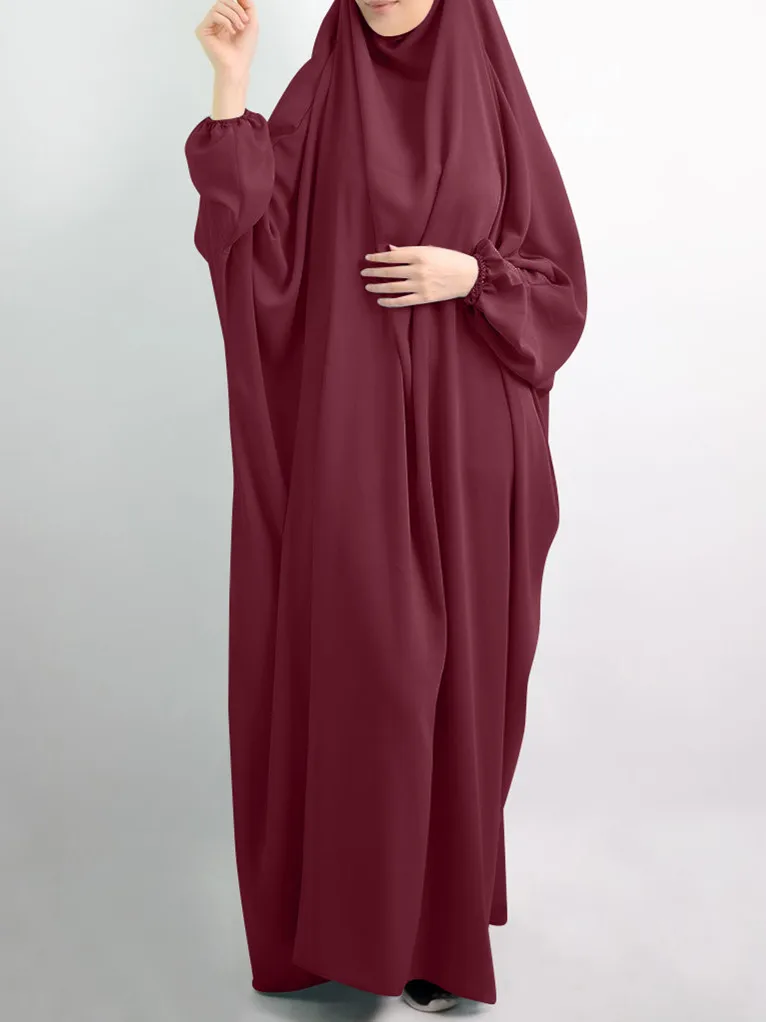 

Muslim Hijab Dress Turkish Robe Pleated Abaya European and American Plus Size Long Dresses