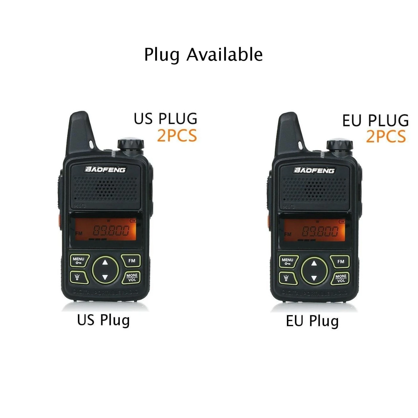 2 × 2-Way радио BF-T1 Walkie Talkie Mini Long Range FM UHF 400-470MHz US EU штекер приемный ток: ≤380m A