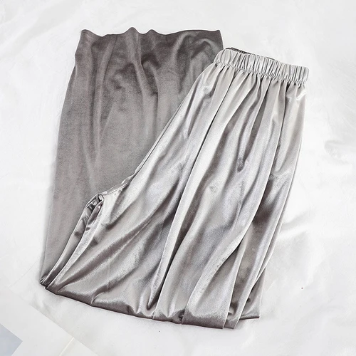 light gray Neploe Velour Wide Leg Pants Female High Waist Stretch Loose Warm Long Pant Autumn Winter Women Casual Solid Trousers 54358 - Цвет: light gray