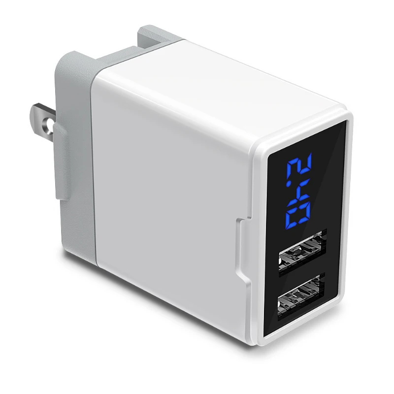 

Foldable Plug 5V/2.4A Dual Port USB Power Adapter with Digital Display GV99