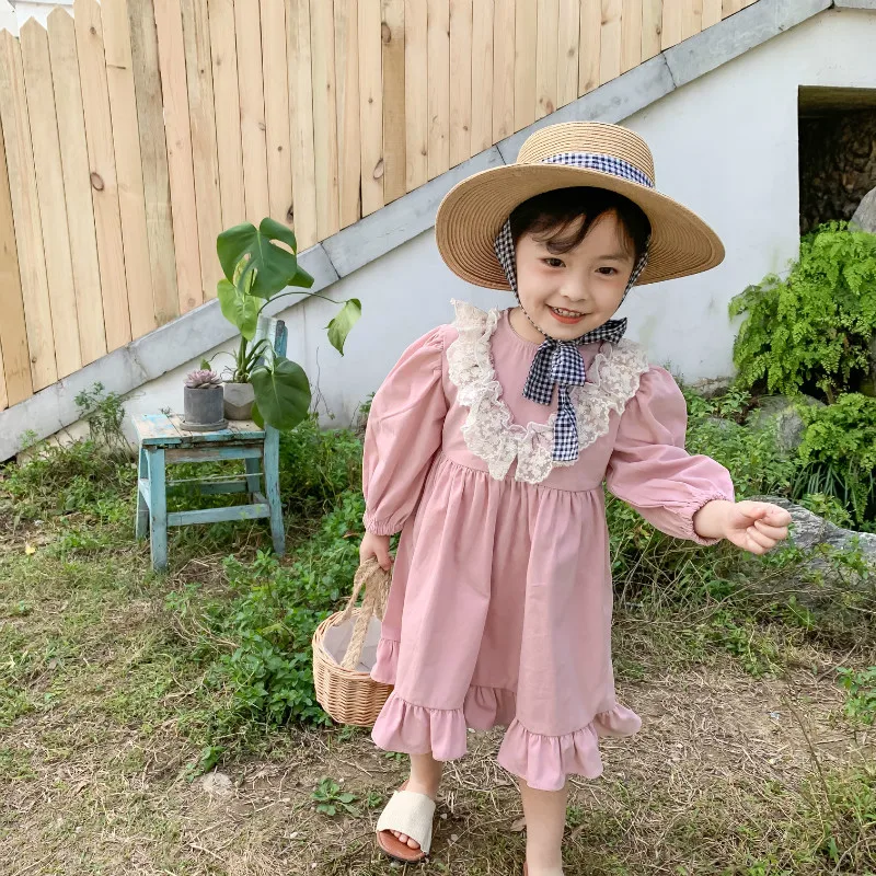 Owligbaby/ г. Платье с оборками в Корейском стиле для девочек; модные весенние платья для маленьких девочек; детская одежда; От 1 до 6 лет
