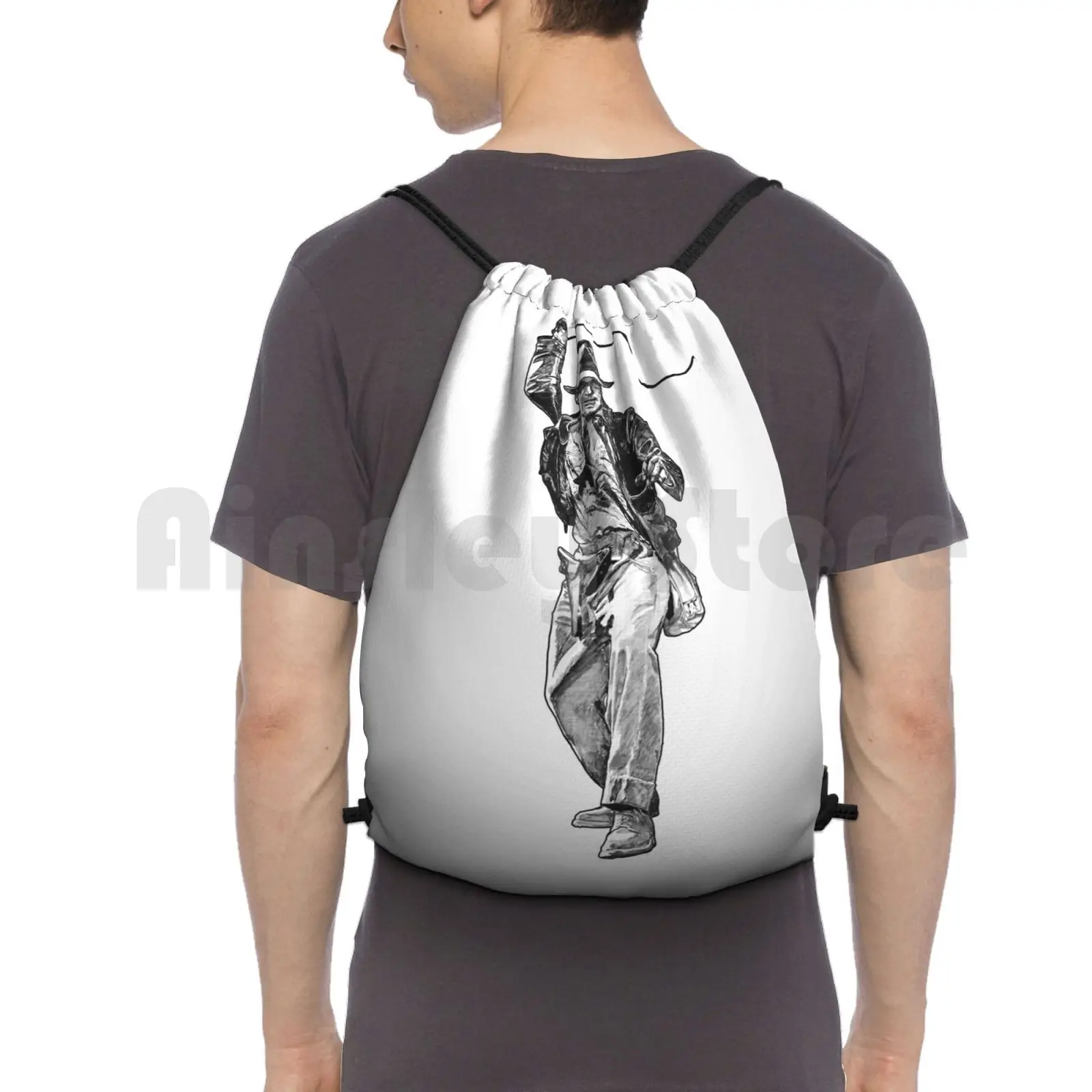 Indiana Jones Zaino Da Disegno A Mano Borsa Con Coulisse Borsa Da Palestra Per Arrampicata Indiana Indiana Jones Film Disegno A Mano Persone