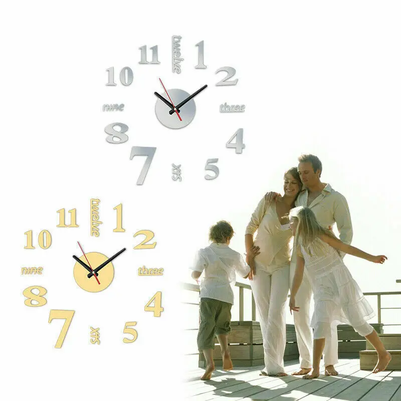 1 шт. 3D настенные часы Большие Современные Простые DIY художественные виниловые наклейки Наклейка 3D римские цифры наклейки для дома