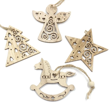 

24Pcs Hollow Christmas Snowflakes Wooden Pendants Ornaments for Xmas Tree Ornament Christmas Party Decorations Kids Gift