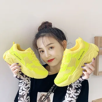 

Candy Colors Mesh Breathable Women Sneakers Light Weight Outdoor Travel Walking Sports Lace-Up Cushioning Non-Slip Running Shoes