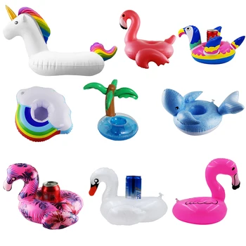 

Hot Inflatable Cup Holder Unicorn Flamingo Drink Holder Swimming Pool Float Bathing Pool Summer Hawaiian Party Decoration