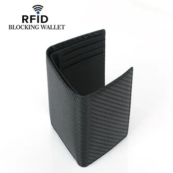 

RFID Carbon Fiber Leather Men Wallet Trifold Billfold Short Clutch Bag Multi-card Position Credit Card Holder Male Coin Purse