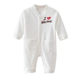 Barboteuse en coton doux pour nouveau né, vêtements de printemps et d'hiver, veste pour bébé, combinaison pour garçons et filles 
