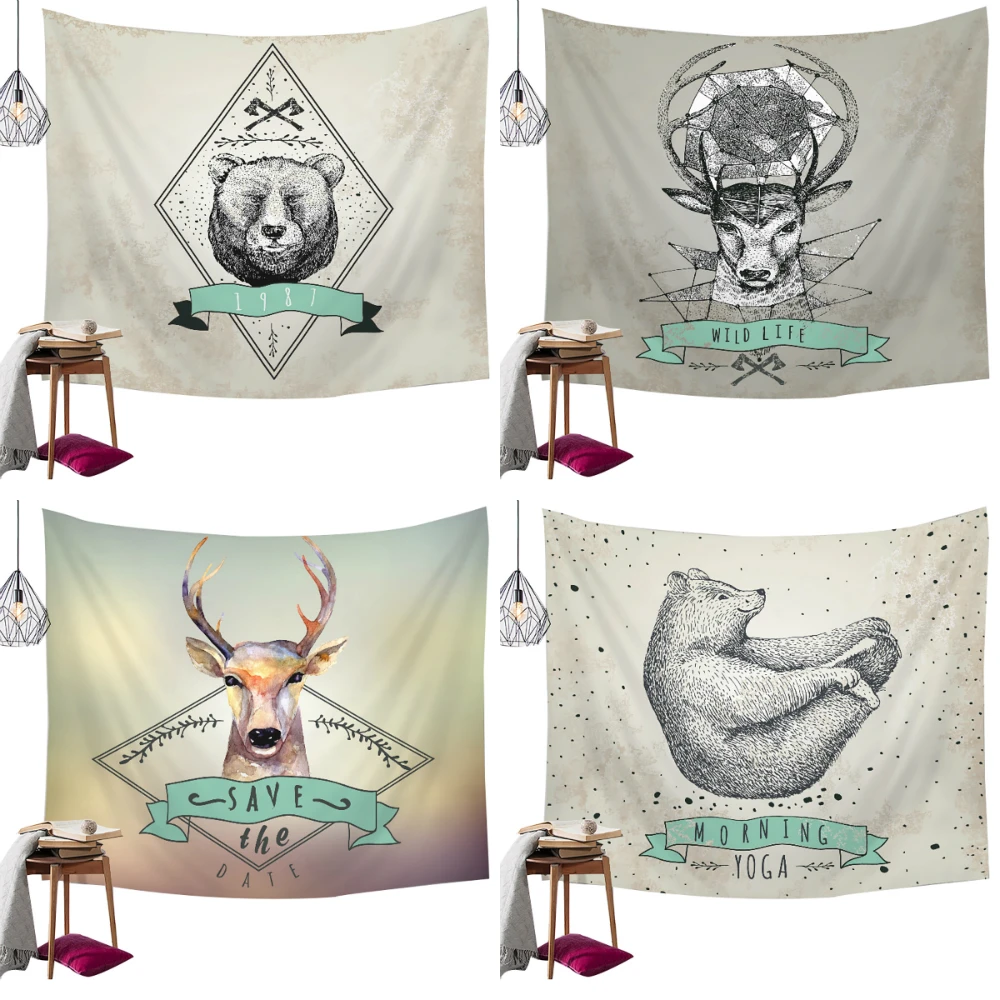 Lychee Animal Series Printed Wall Hanging Tapestry Polyester Blanket Art Wall Carpet Home Decorative Tapestry