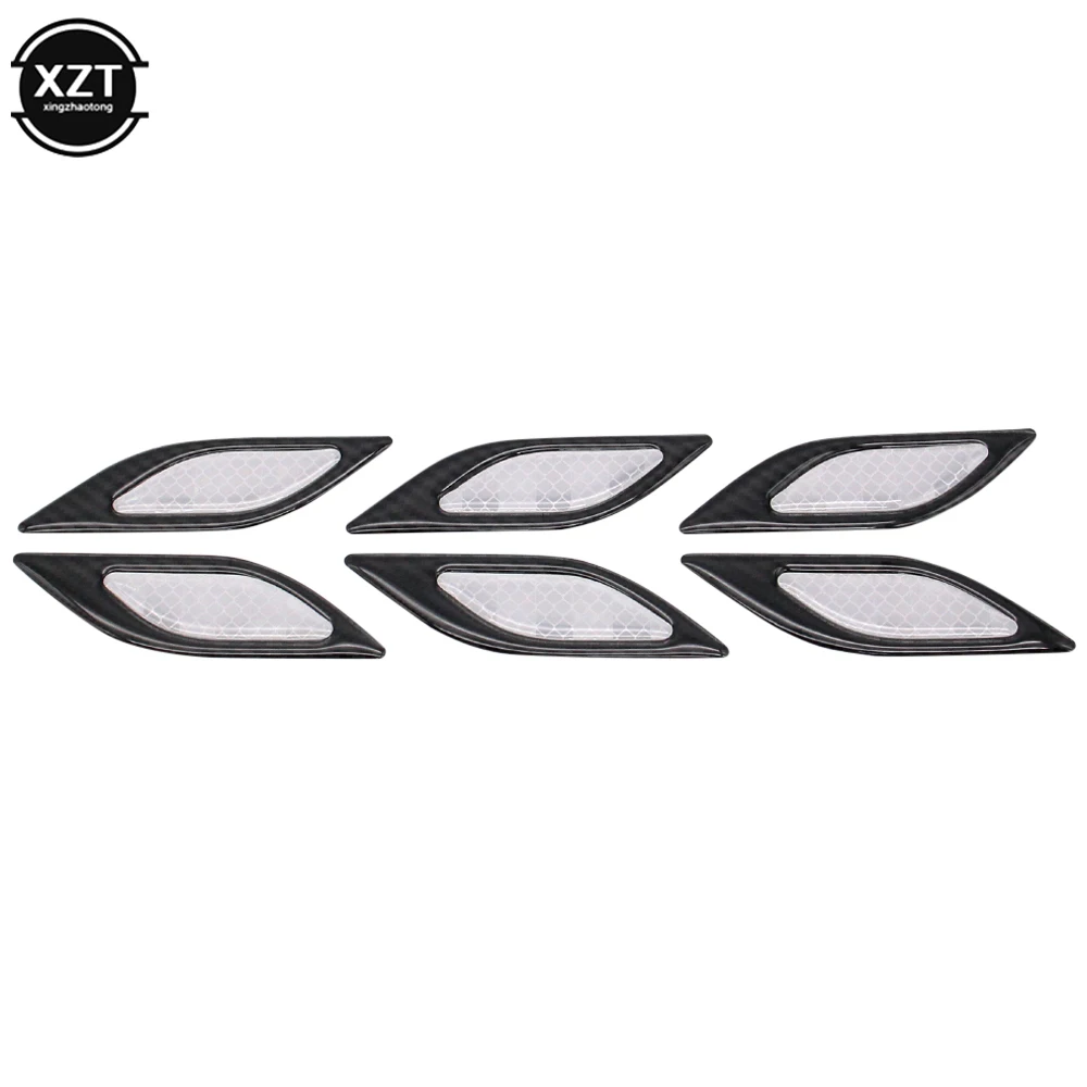 6pcs/lot 3D Car Reflector Styling Carbon Fiber Bumper Strips Safety Warning Tape Secure Stickers Car Exterior Accessories custom car decals Other Exterior Accessories