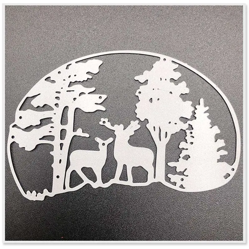 Christmas Deer Dies Forest Tree Metal cutting dies Background Craft die cut stencil for DIY Scrapbooking paper card Template