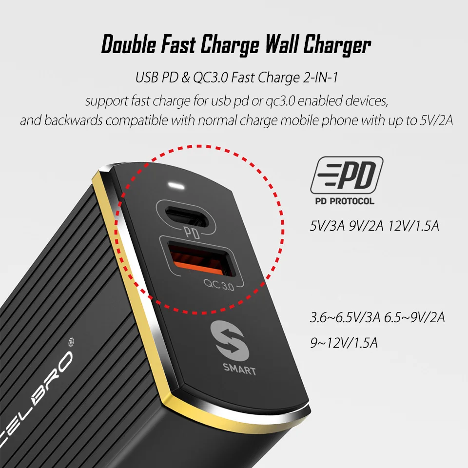 Зарядное устройство USB PD Quick Charge 3 0 Type C настенное зарядное 5 В/3A для Google Pixel 2 XL Nexus 5X 6P