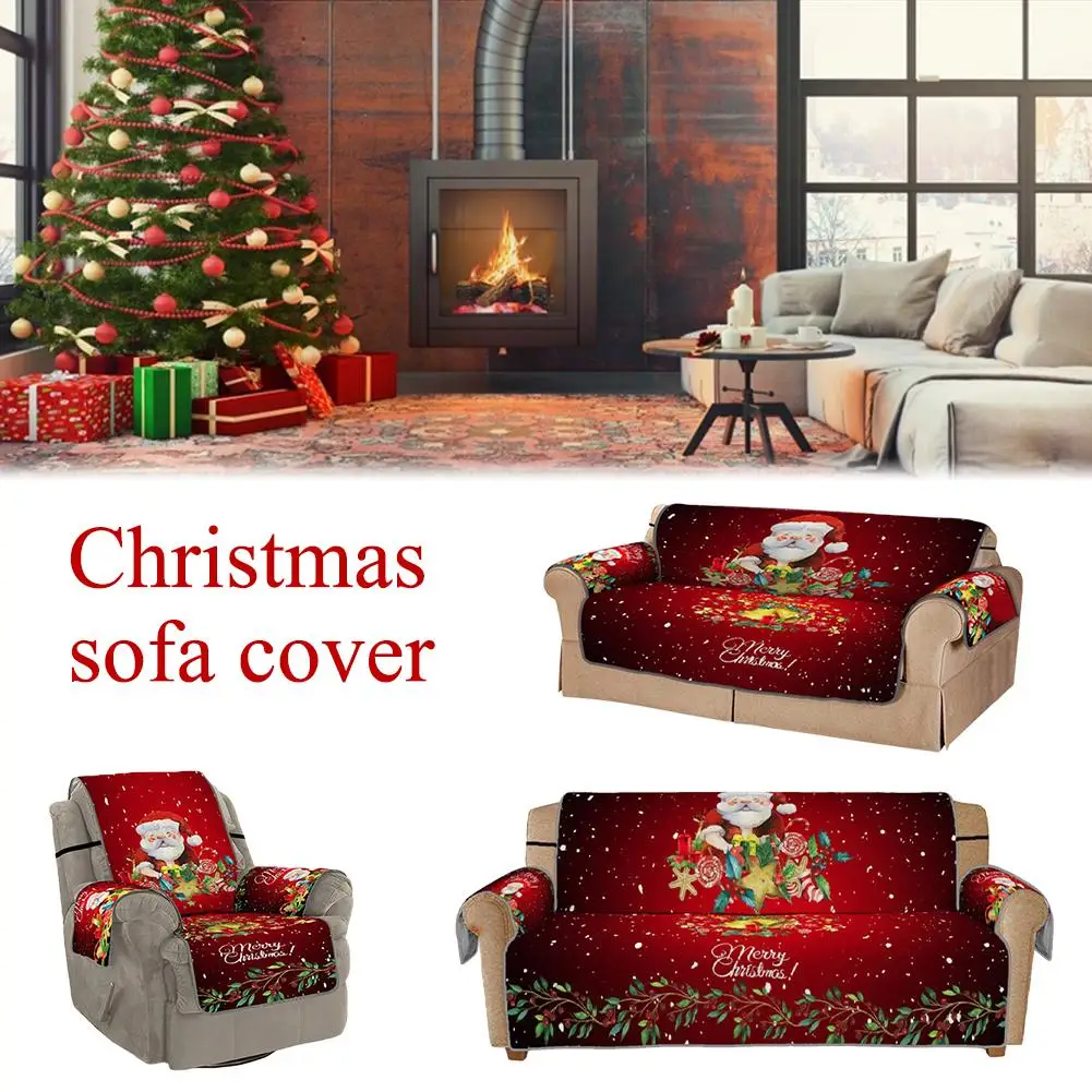 Sofa Covers Christmas Printed Stretch Slipcovers Sofa-Cover For Living Room Slip-resistant Couch Cover Sofa Towel 1/2/3 Seat