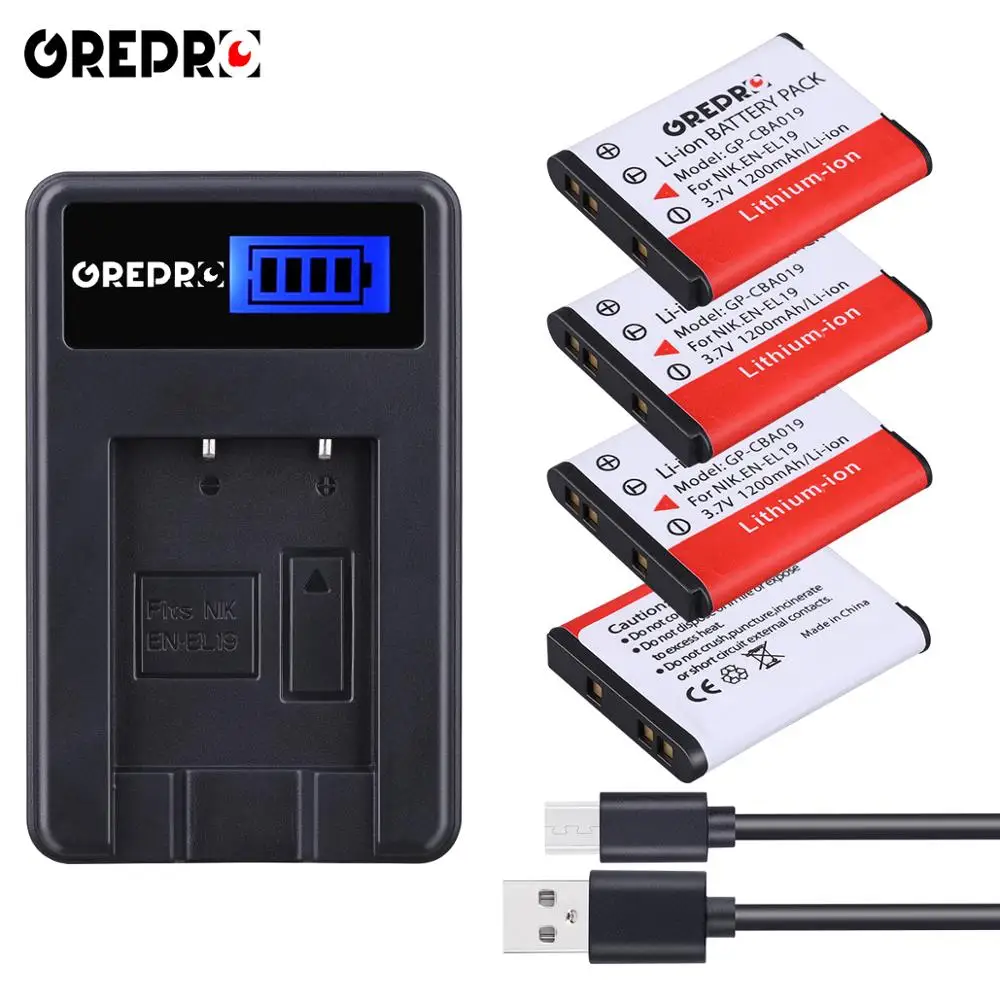1200 мА/ч, EN-EL19 RU EL19 Камера Батарея+ ЖК-дисплей USB Зарядное устройство для Nikon S100 S2500 S2600 S3100 S3200 S3300 S4100 S4200 S4300 S6500