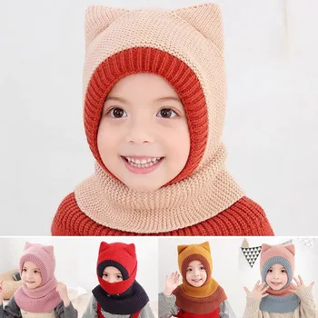 

1-6 Year Winter Hat For Kids Velvet Warm Beanie Child Knit Hats Protect Face Neck Windbreak Kid Girls Earflap Caps