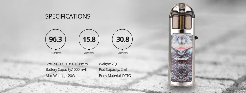 Original Lost Vape Lyra Pod System Kit 1000mAh battery 20W Electronic Cigarette Vape 2ml Pod Cartridge Tank with Mesh MTL Coil (5)