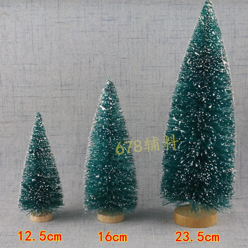 Украшение маленькое Рождественское дерево сизаль шелковая Снежная башня сосновая синяя зеленая Золотая Серебряная красная мини-елка украшения 3-23 см