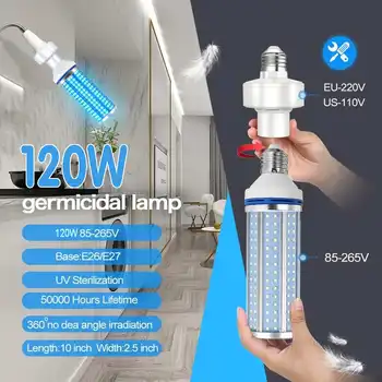 

120W Ultraviolet Germicidal Light 195 LED 85-265V UVC Quartz all-round UVC cleaning lamp Ultraviolet UV LED Bactericidal Lamp