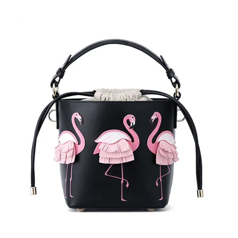 

2019 Flamingo Bucket Bag Shoulder Bags For Women Luxury Handbags Korean Messenger Bag Handbag Women's Drawstring Tote
