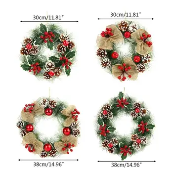 

Christmas Wreath Hanging Front Door Wall Tree Ornament Pinecone Garland Decor