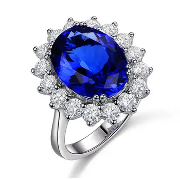 

14k white gold color sapphire crystal rings for women blue gemstones wedding band zircon diamond jewelry bijoux gifts