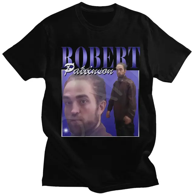 Robert Pattinson 90s Vintage Unisex Black Tshirt Men T Shirt Oversized Graphic T Shirts 100% Cotton T-shirt Man Woman Tees Tops Black 1641