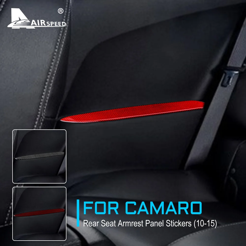 AIRSPEED Carbon Fiber for Chevrolet Camaro 2010 2011 2012 2013 2014 2015 Accessories Interior Trim Car Rear Seat Armrest Sticker