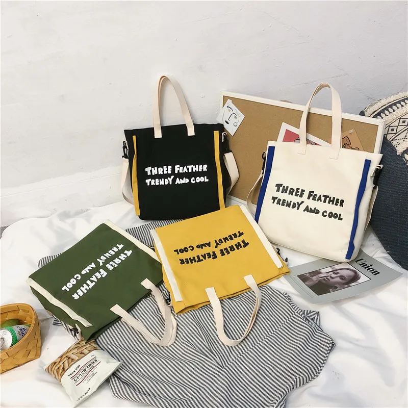 

Harajuku INS Canvas Four Colors Shopping Bag menderya Japanese Korean of Large-Volume Shoulder Square Sling Bag