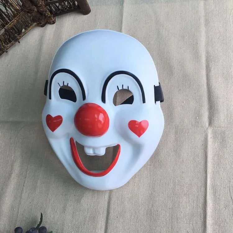 FUNNY HAPPY SMILING FACE RED NOSE CIRCUS CLOWN MASK FANCY DRESS COSTUME PARTY