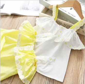 

2020 Summer Baby Girls Cotton Floral Sling Top, Princess Kids Sweet T-shirt 5 pieces/lot, Wholesale