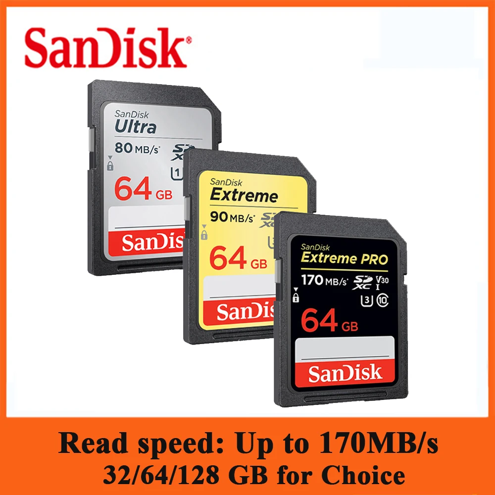 

SanDisk Extreme Pro SD Card Memory Card SDHC/SDXC SD Card 32GB 64GB 128GB Class10 U1 U3 4K 16gb memoria Flash Card for Camera
