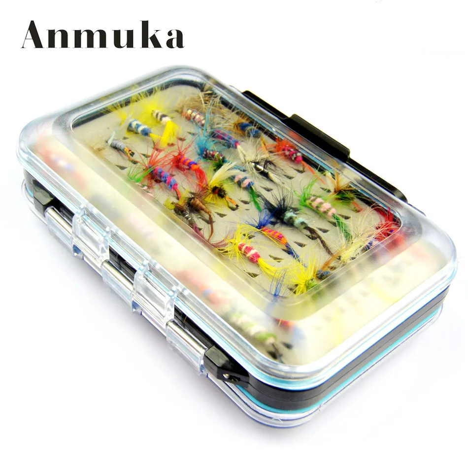 

Outdoor Waterproof Fishing Box 64pcs Fly Hook Set a Fly Transparent Fly Fishing Box