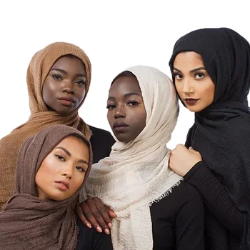 2020 muzułmanki marszczone hidżab szalik miękka trwała bawełna głowy szalik szale i okłady hidżab femme musulman kopftuch tanie i dobre opinie Zwykły hijabs COTTON Dla dorosłych NONE Wełniane WJ5483 Moda female lady girls women 1-3days after paying the payment