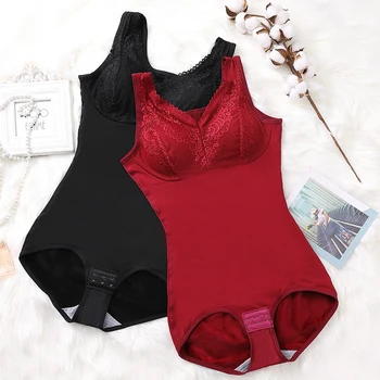 

Warm Sexy Bodysuit Bustiers Women Detachable Chest Pad Shapers 3-Breasted Crotch For Easier Toileting Corset Body Lingerie