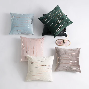 

Light Luxury European Dutch Velvet Glass Striped Hot Drilling Pillowcase Hotel Model Bedroom Home Sofa Living Room Cushion Cover