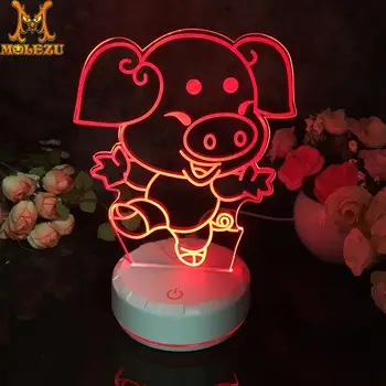 

Molezu Halloween Pig Pattern 3D Led Night Light Decoration Children Kids Gifts 7 Color Changing Visual Table Lamp
