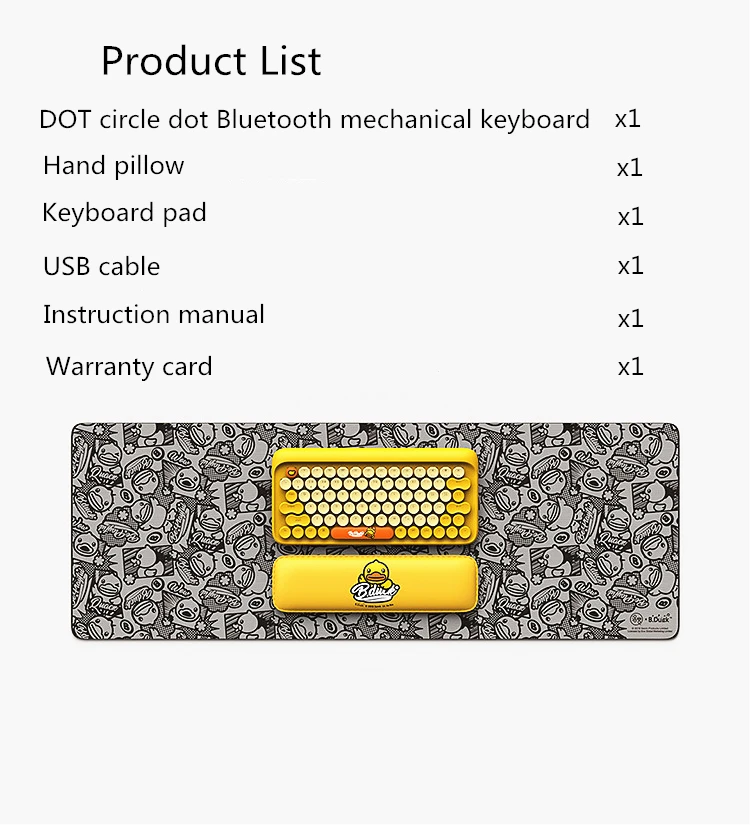 Милая маленькая Желтая утка точка круг Bluetooth Беспроводная ретро Механическая клавиатура для планшета Apple MAC, EH112S 79(ключ