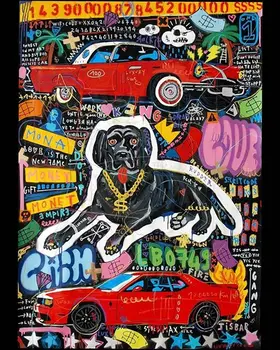 

hand painted modern art animal dog on canvas classic oil painting good for gift to friend