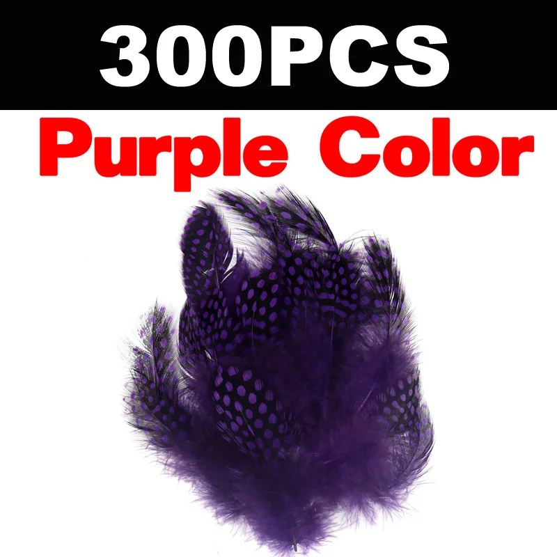 Vampfly 300 шт. Пятнистые Перья цесарки для лосося Steelhead мух хакле Связывание креветка-кальмар соленой воды напильники материал для изготовления - Цвет: 300pcs Purple