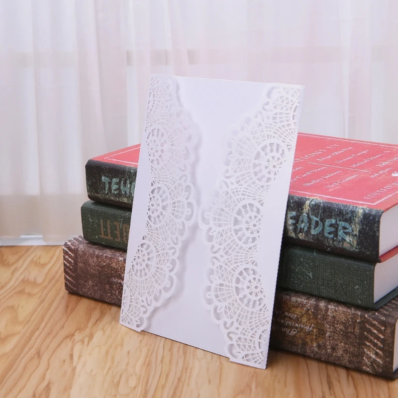  10Pcs Wedding Invitation Cards Kits With Envelopes Seals Personalized Printing D08D - 4.00036E+12