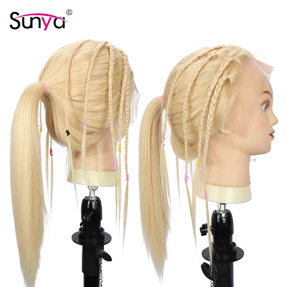 Sunya парик перуанский прямые человеческие волосы парики для чернокожих Для женщин 613 блондинка Синтетические волосы на кружеве парики из натуральных волос на кружевной длинные прямые 13X4 парик шнурка