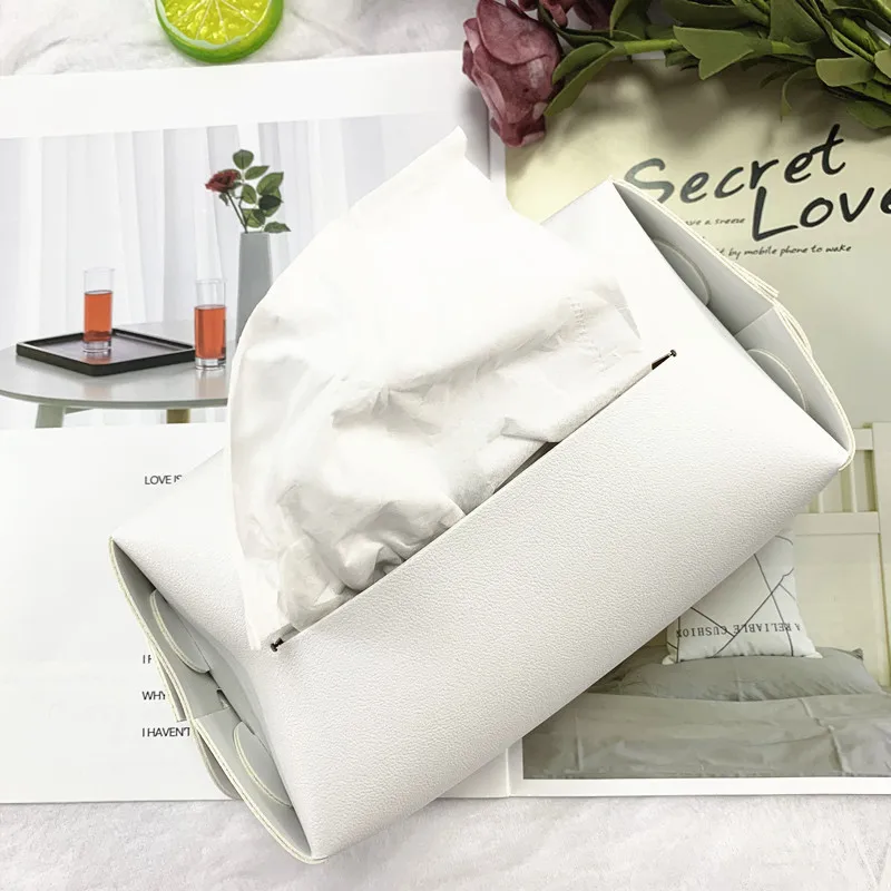 Нордическая ins коробка ткани кожа универсальная необычная коробка для салфеток новая бумажная сумка - Цвет: white