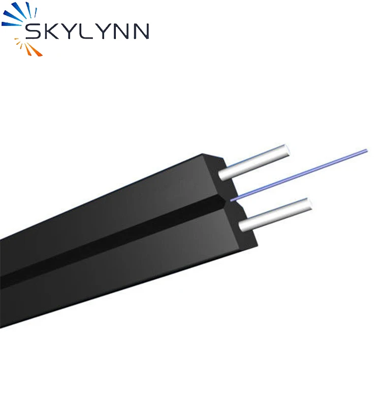 1KM Single Mode G652D/G657A1/G657A2 Single Core FTTH Fiber Optic Indoor Drop Cable with Steel Wire Strength Member LSZH Jacket