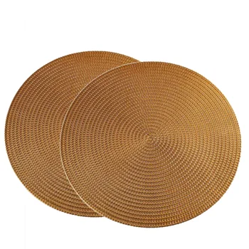 

2PCS Round PVC Placemat Anti-Scalding Steak Plate Kitchen Dining Table Mats Steak Pad Insulation Pads Hotel Restaurant Home Deco