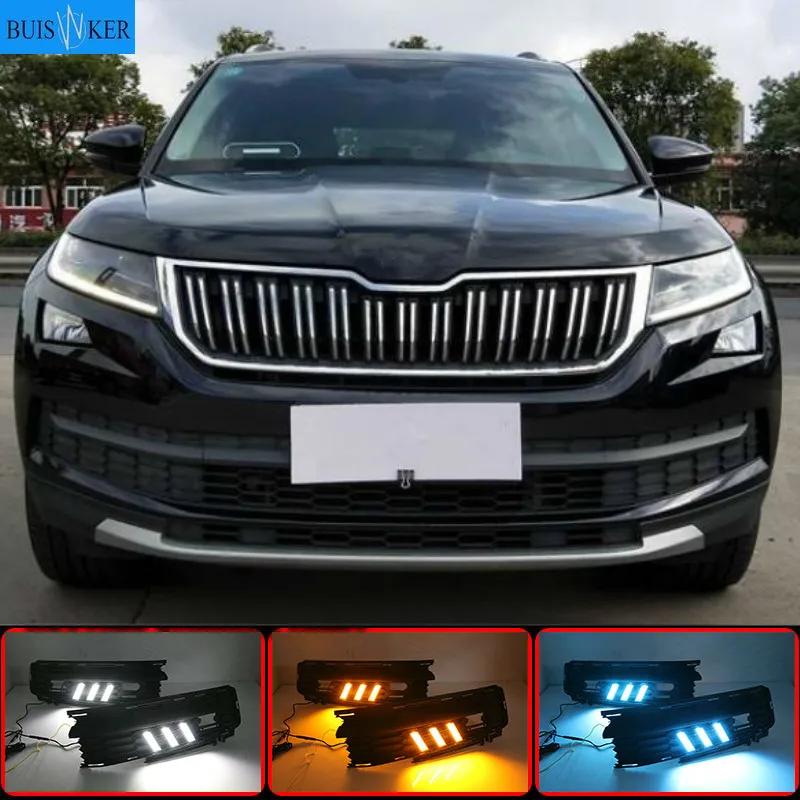 

For Skoda KODIAQ 2017 2018 Fog lamp house 12V ABS DRL Car styling LED Daytime Running Lights