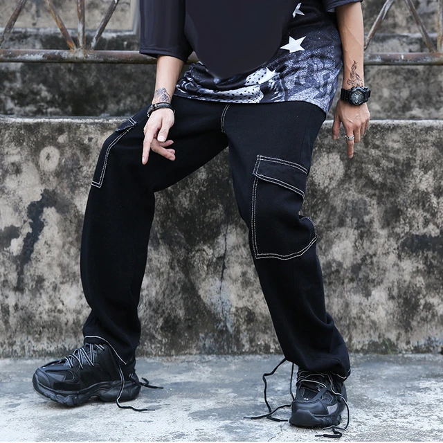 Aktualisieren mehr als 72 baggy black jeans white stitching