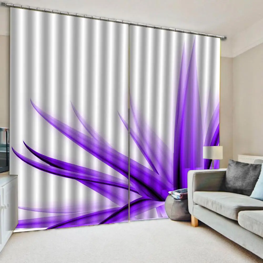 custom curtains Purple petals 3D Curtain Printing Blockout Polyester Photo Drapes Fabric For Room Bedroom Window Décor | Дом и сад