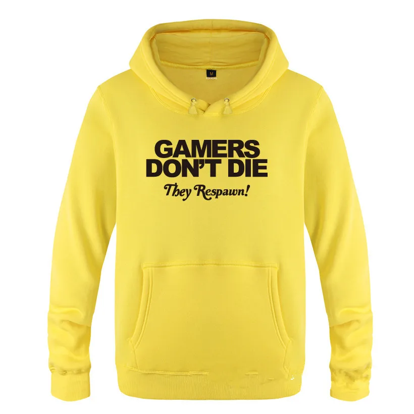 Мужские толстовки с капюшоном Gamers Don't Die They Respawn, мужская толстовка с капюшоном, забавный флисовый мужской свитер с длинным рукавом, пуловер Moleton Masculino - Цвет: yellow hoodie 11